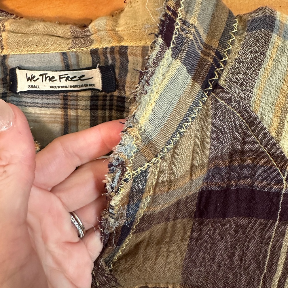 Free People Summer Daydream Spring Plaid Top in Buttercup - Picture 6 of 8